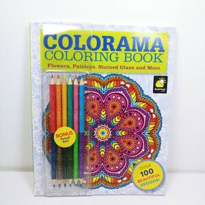 Colorama Art Stress Therapy Adult Coloring Book With 12 colored pencils